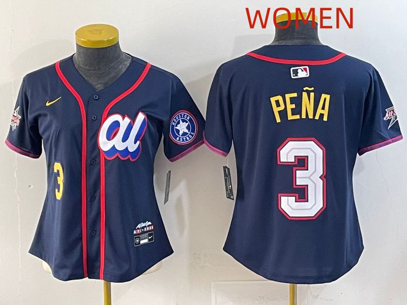 Women 2025 Houston Astros #3 Pena Drak Blue All star Nike MLB Jersey style 12->women mlb jersey->Women Jersey
